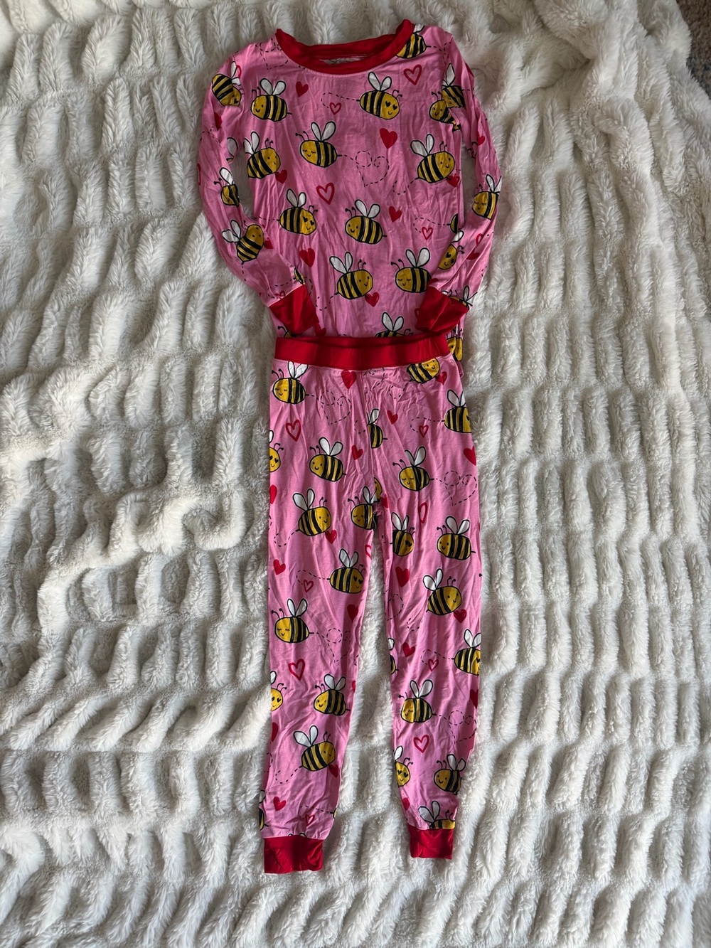 Little Sleepies Pink Bee-Print Kids Pajama Bottoms